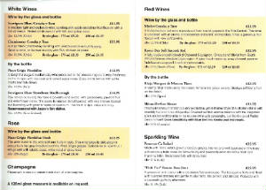 Blue Bell Inn Wine List